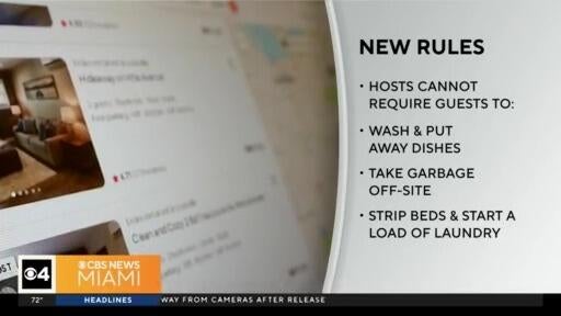 Airbnb bans hosts from requiring guests to do chores — CBS Miami, Pembroke Pines Community news