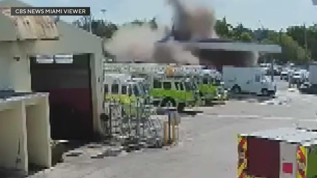 Surveillance video shows moments of explosion at Miami-Dade Fire Rescue logistics facility, leaving 1 dead, 4 injured — CBS Miami, Pembroke Pines Health news
